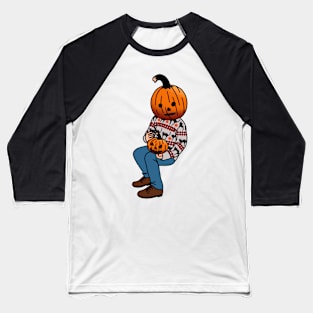 Pumpkin Boy Sitting Baseball T-Shirt